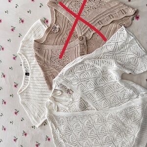 White crochet sweater set - 2 tops